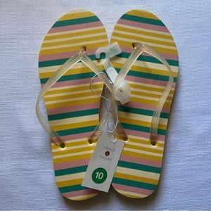 Shade & Shore Striped Flip Flops-Size 10
